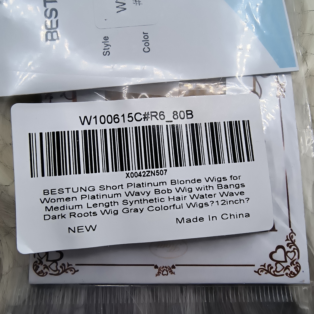 Platinum Blonde Wavy Bob Wig With Bangs Medium Length Synthetic Hair Ombre